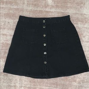 Black urban outfitters jean button up skirt